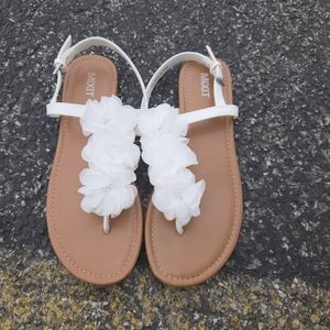 Mixit White Strappy Sandals with Brown Footbed